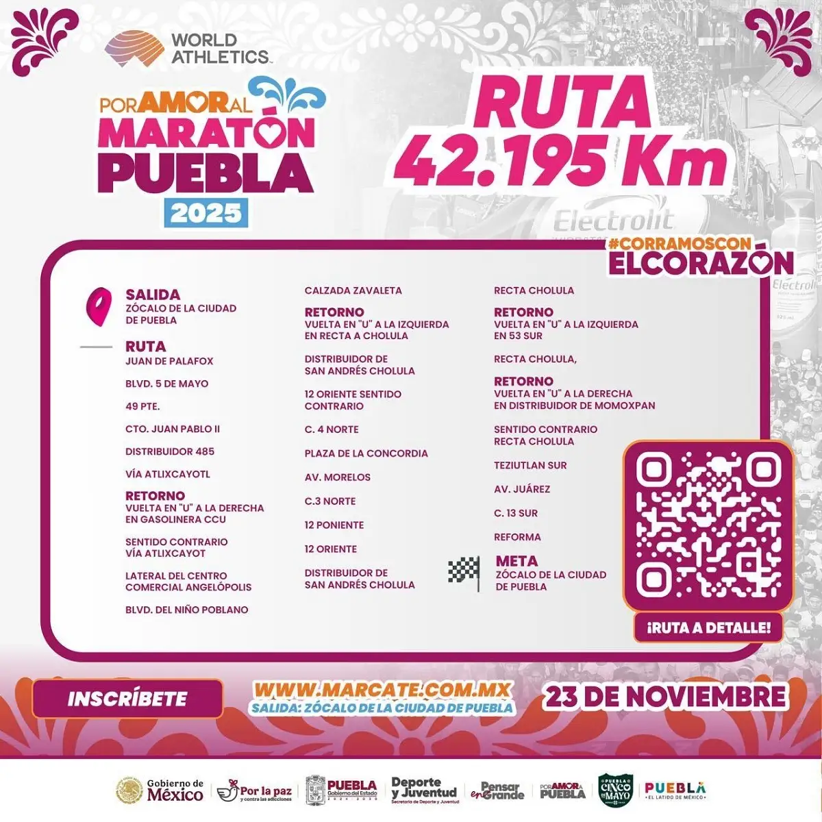 Ruta y cierres viales del Maratón de Puebla 2025