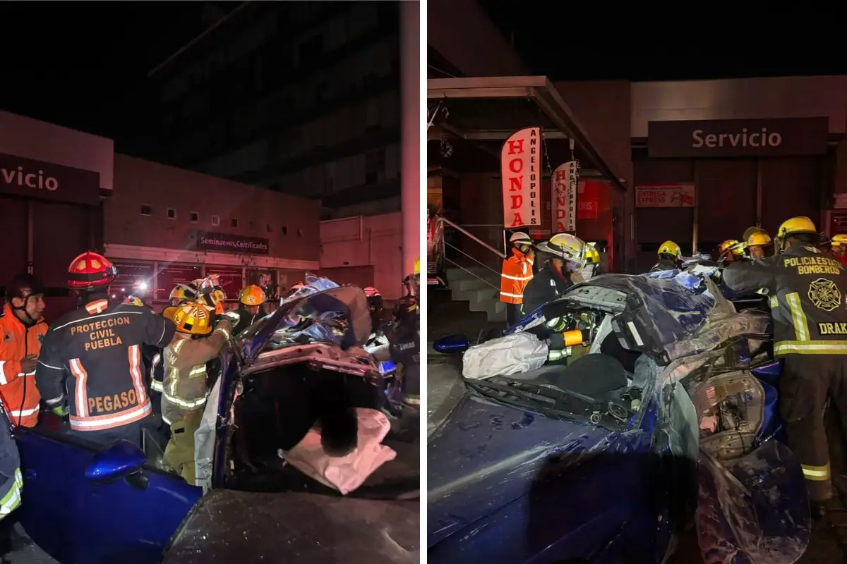 Durante arrancones en la Vía Atlixcáyotl, mueren dos al impactarse contra poste de luz