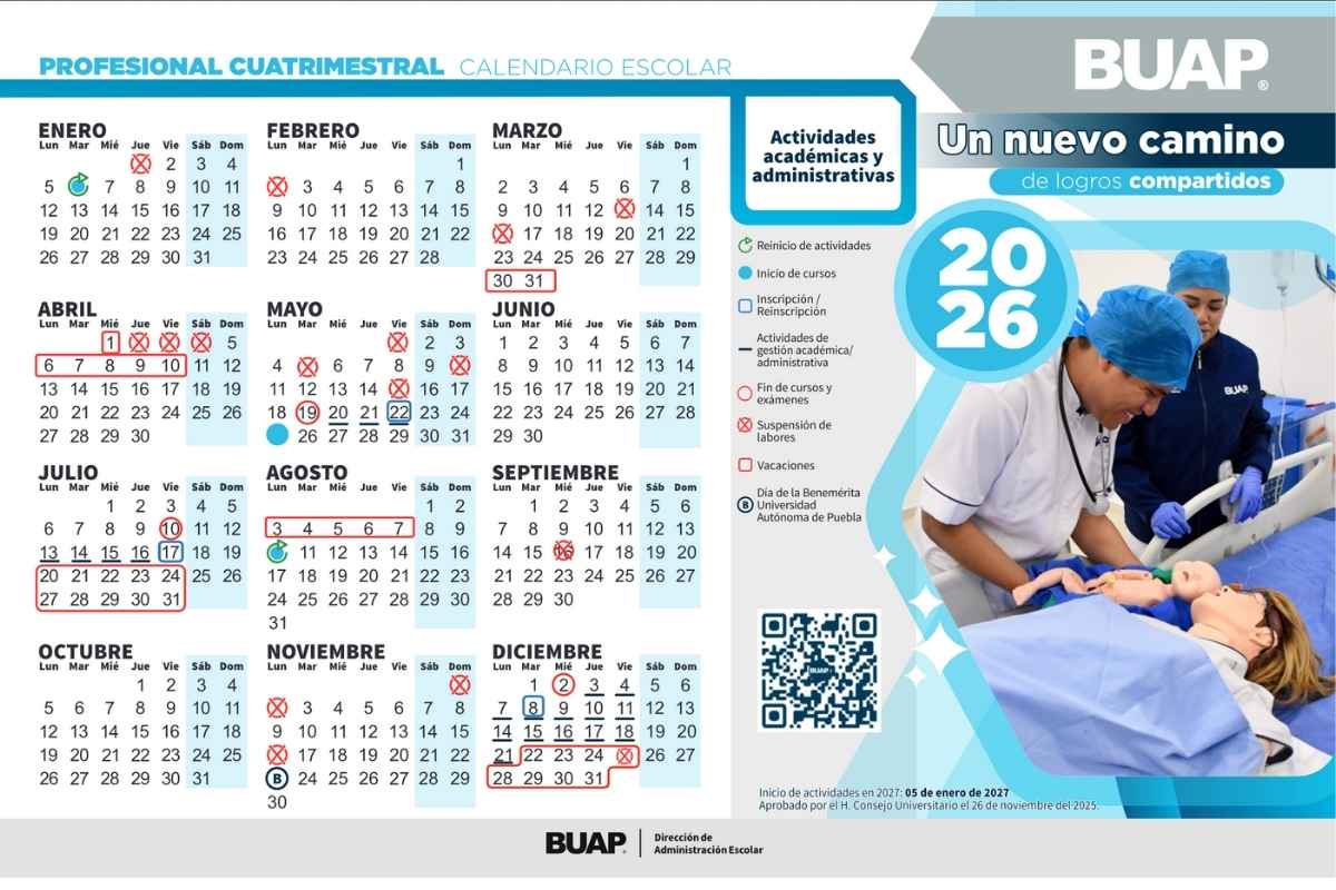 Así quedó el Calendario Escolar BUAP 2026: Regreso a clases, suspensiones y vacaciones
