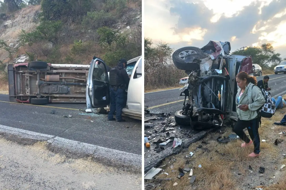 Patrulla de Tulcingo chocó en la federal 190 y hay un muerto