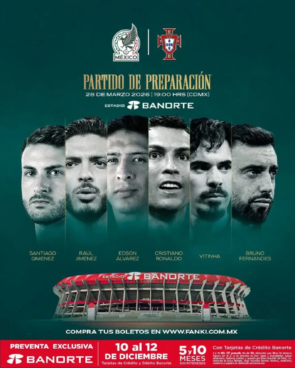 Anuncian fechas de preventa para el partido México vs Portugal rumbo a 2026