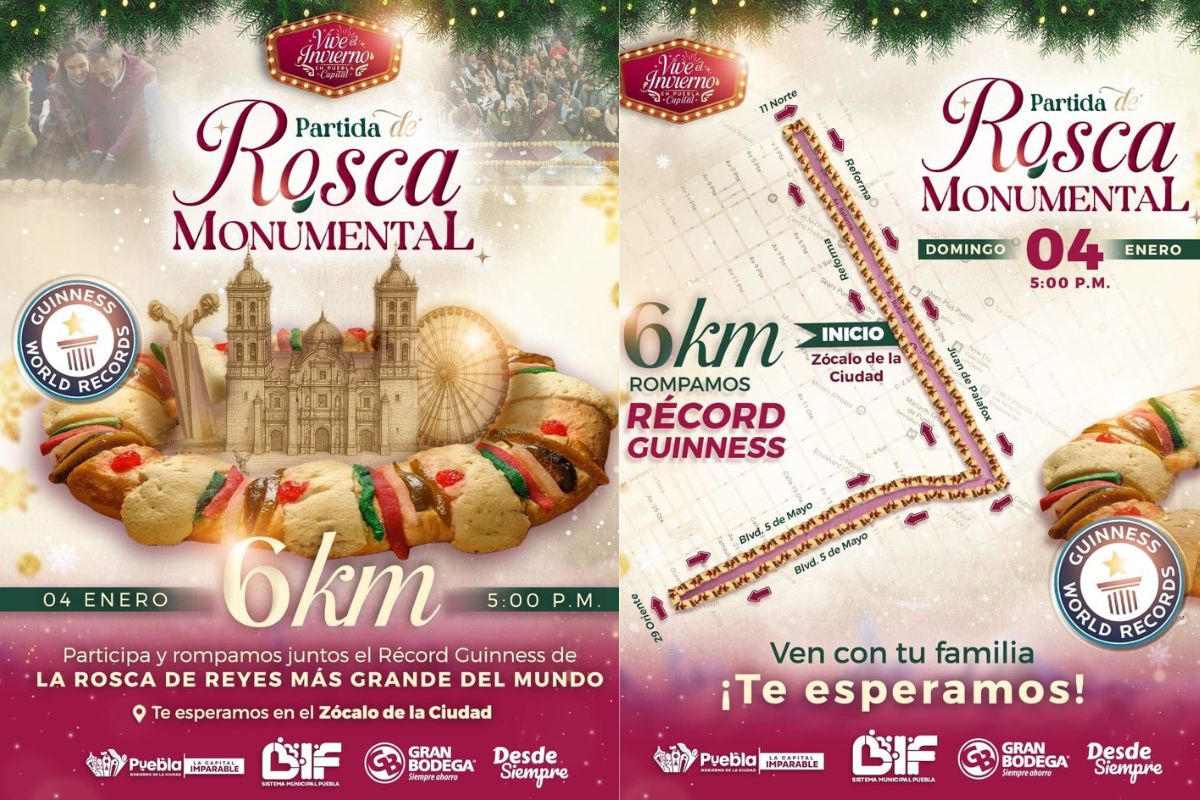 El DIF Puebla capital busca romper el Récord Guinness con la Rosca de Reyes más grande del mundo