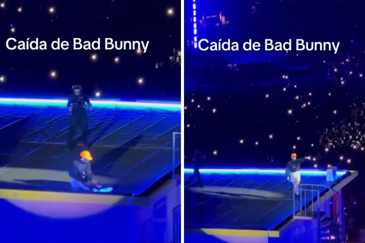 (VIDEO) Bad Bunny sufre caída en “La Casita” durante su primer concierto en CDMX 1 Bad Bunny sufre caída