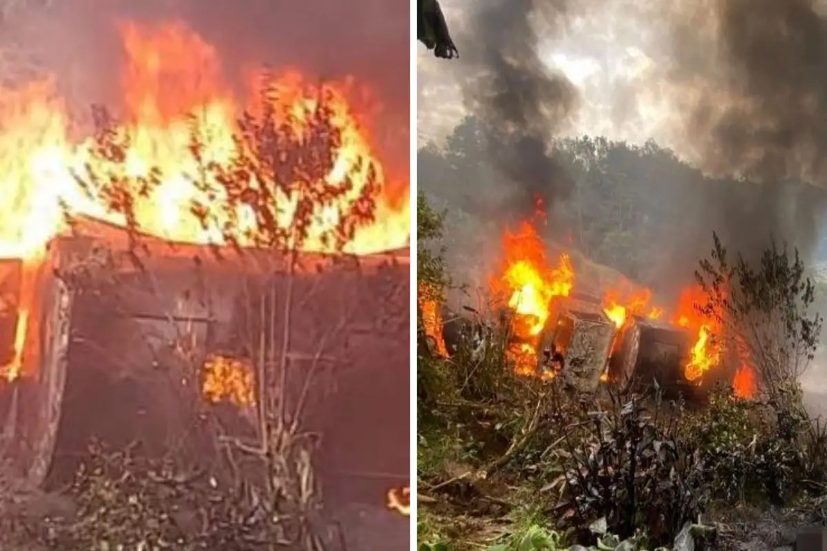 Pipa con chapopote en Chiapas se incendia y explota