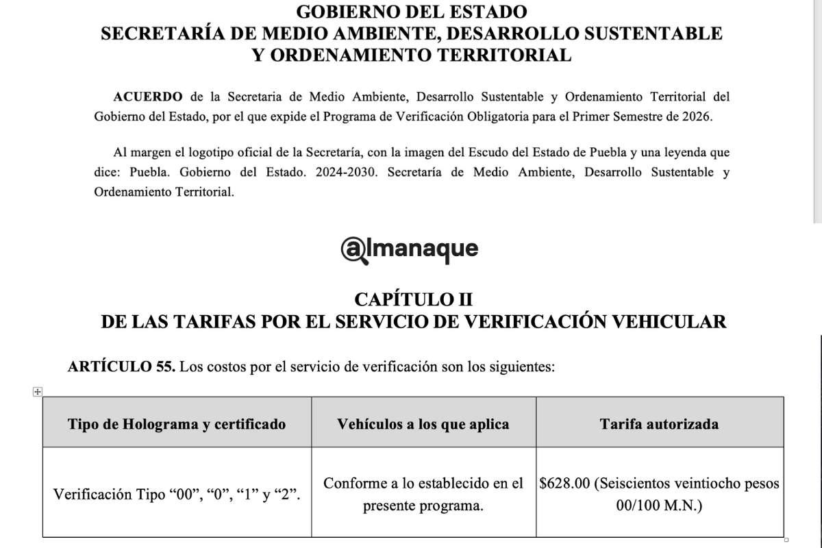 verificación vehicular 2026 en Puebla.