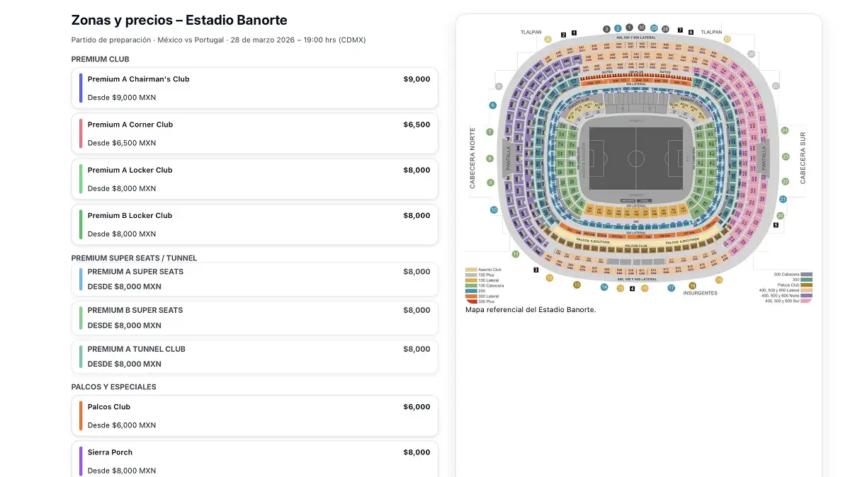 vender boletos del México vs Portugal