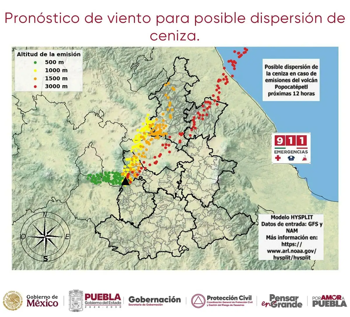 Así se vio la fumarola del volcán Popocatépetl hoy 21 de diciembre