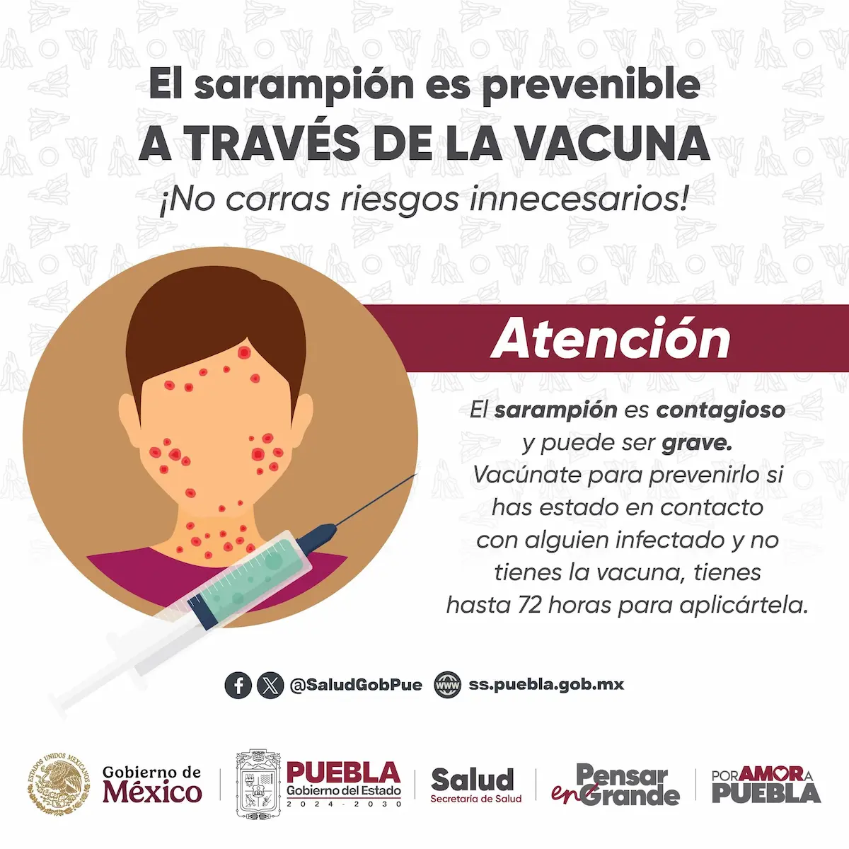 Confirma salud primer caso de sarampión en Puebla