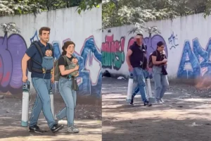 Empresario busca a pareja que cargaba a sus bebés con sus tanques de oxigeno en CDMX para regalarle un auto