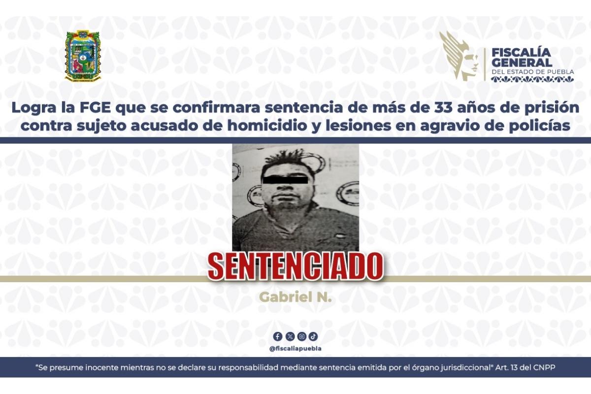 Ratifican sentencia de 33 años a sujeto que mató a un policía de Puebla en 2019