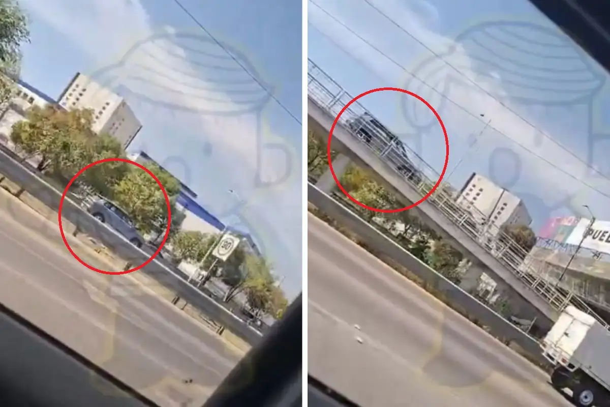 Conductora se sube a la ciclopista del Periférico Ecológico en Puebla