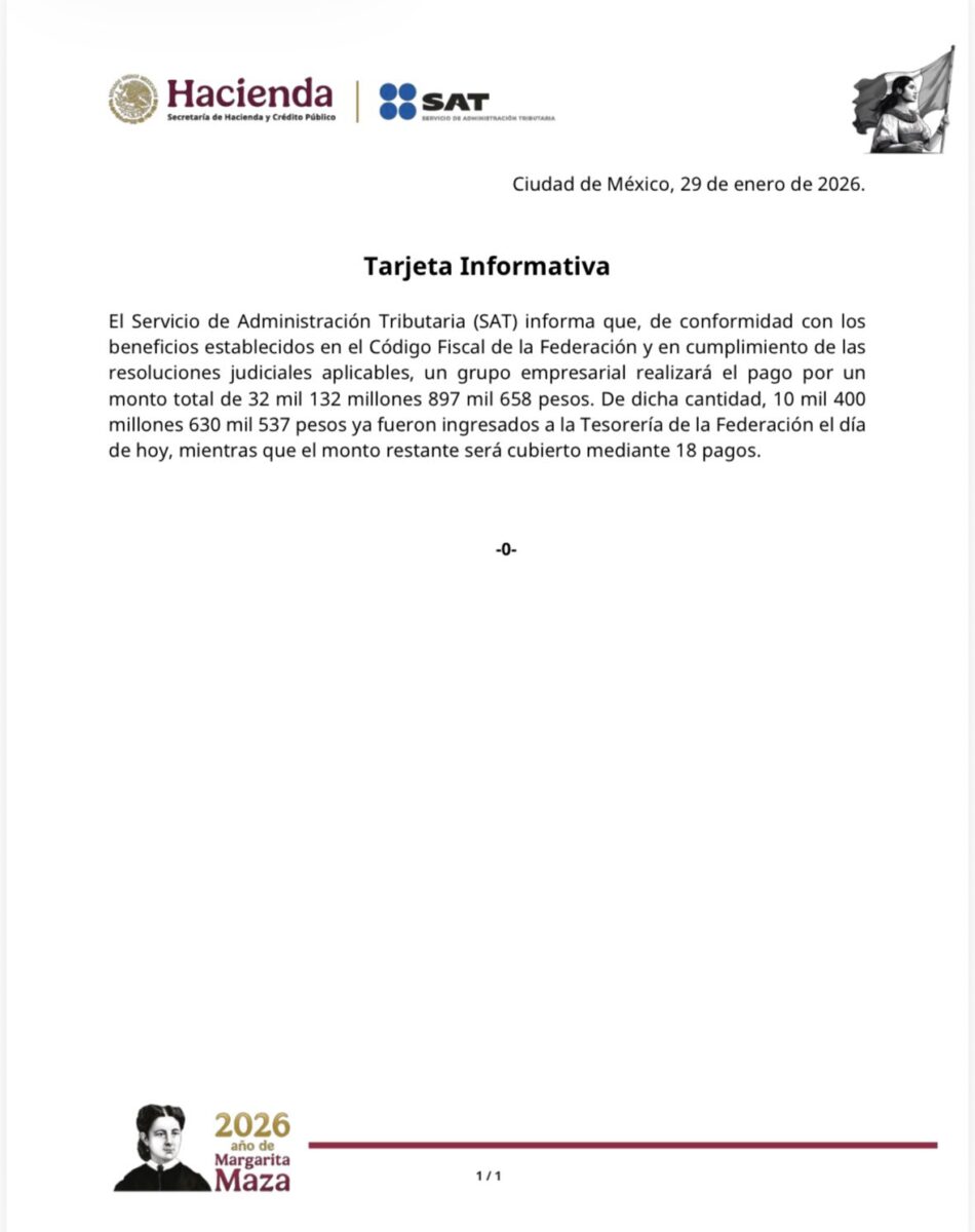 Salinas Pliego pagará su deuda al SAT 