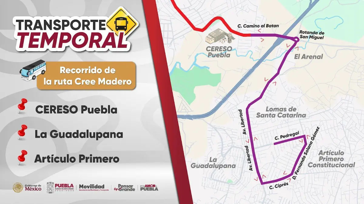 Este es el nuevo recorrido del CREE-Madero en Puebla