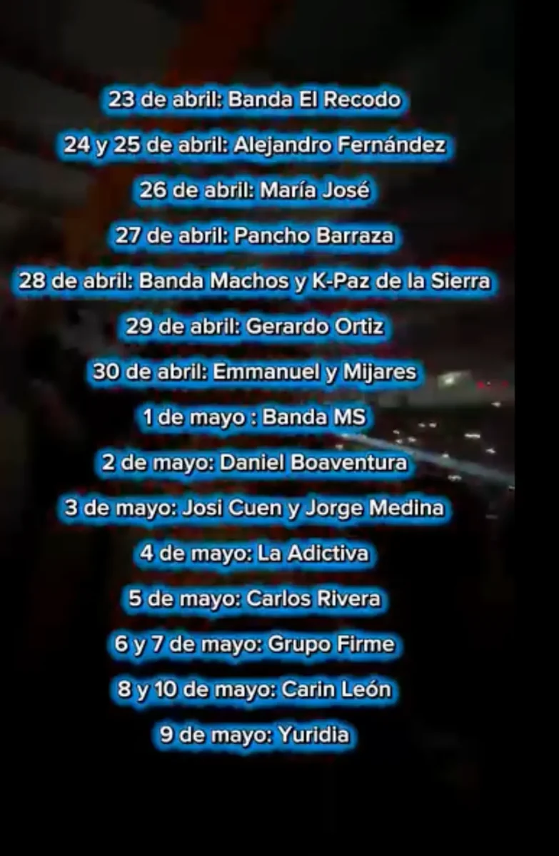 Filtran posible cartelera para el Palenque de la Feria de Puebla 2026 2 Filtran posible cartelera de la Feria de Puebla 2026