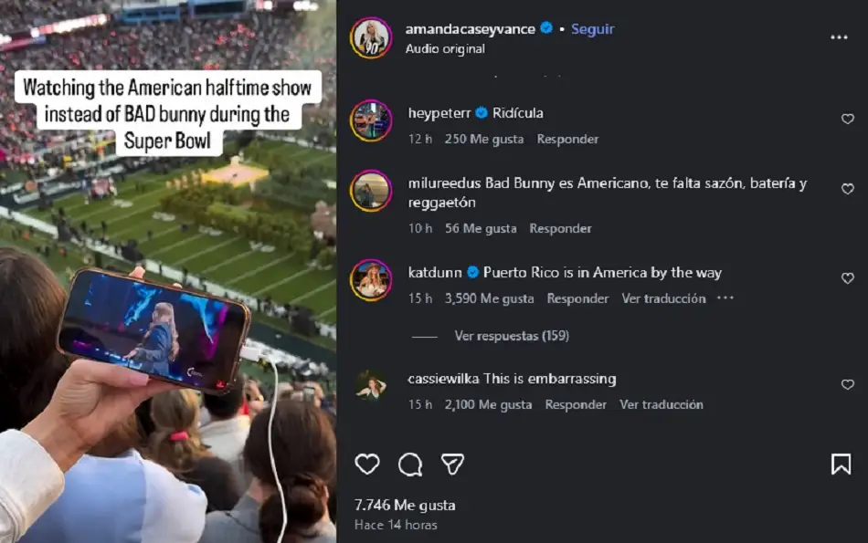 Amanda Vance ignora a Bad Bunny y ve show alterno en pleno estadio