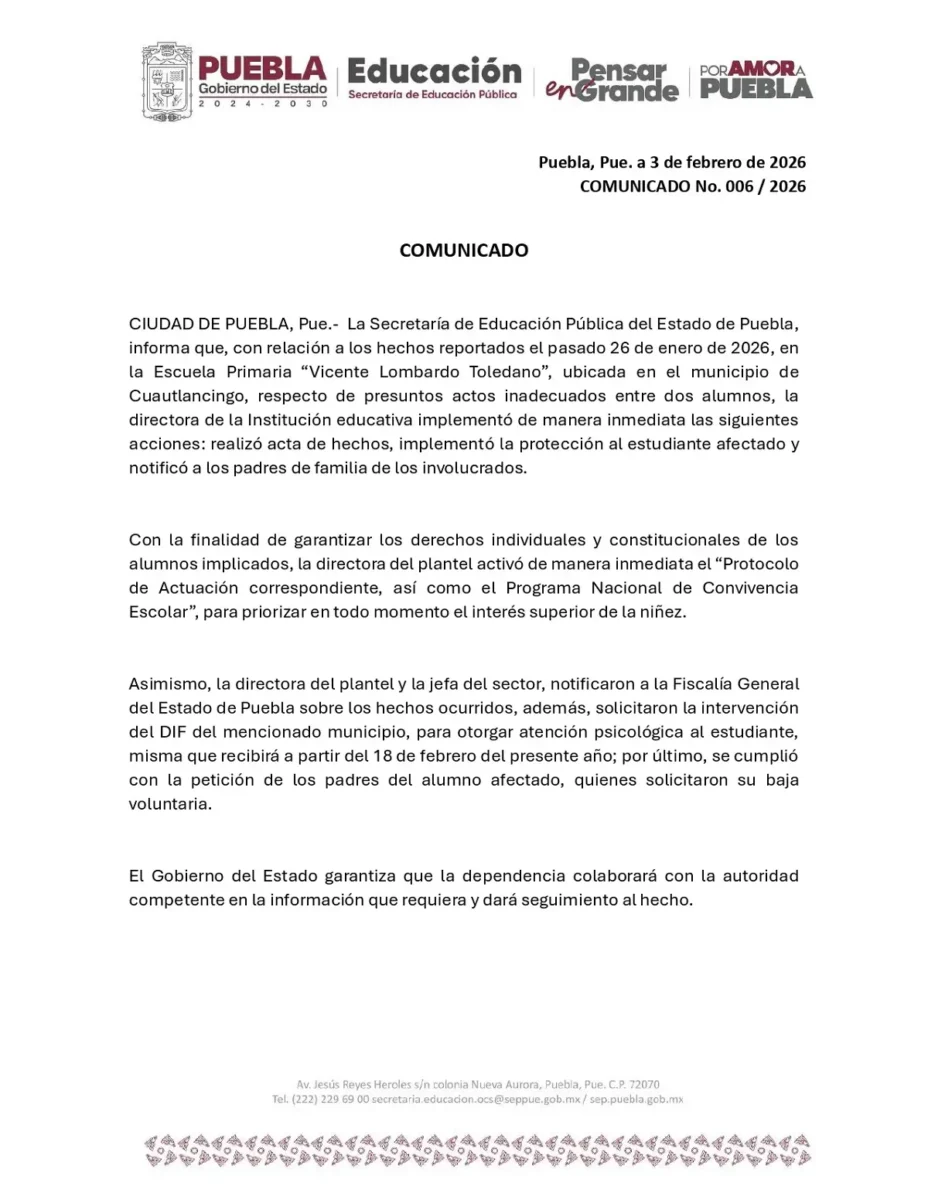 Investigan caso de abuso sexual en primaria de Cuautlancingo 3 Investigan caso de abuso sexual en primaria de Cuautlancingo