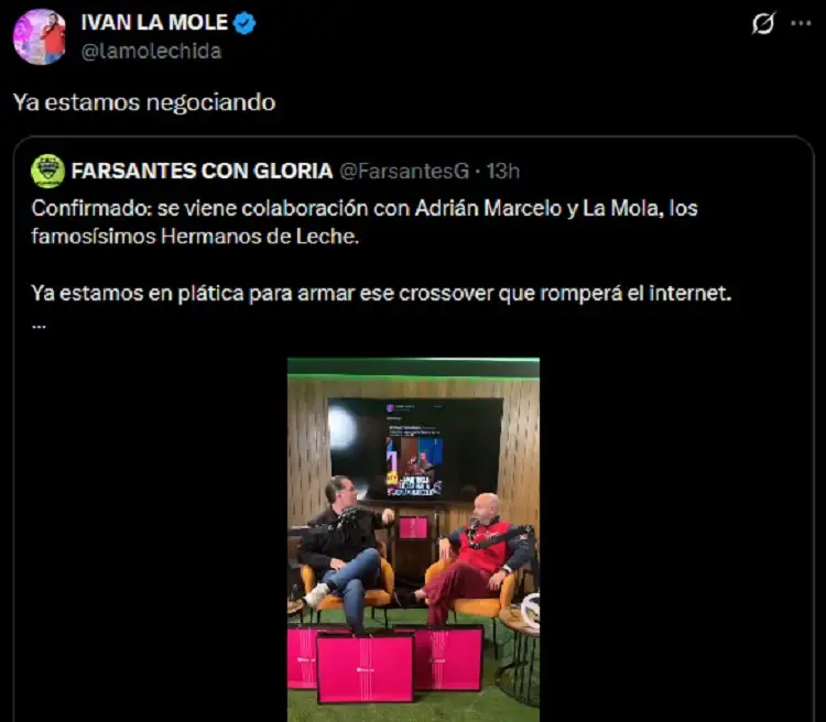 ¿Habrá colaboración entre Farsantes con Gloria y Hermanos de Leche? 2 ¿Habrá colaboración entre Farsantes con Gloria y Adrián Marcelo?