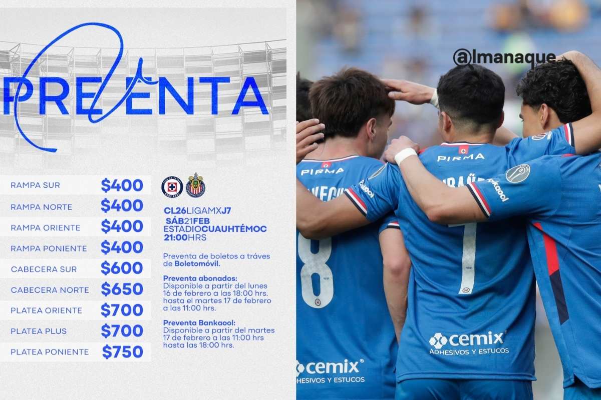 Fases y precios de los boletos para el Cruz Azul vs Chivas en el Cuauhtémoc de Puebla