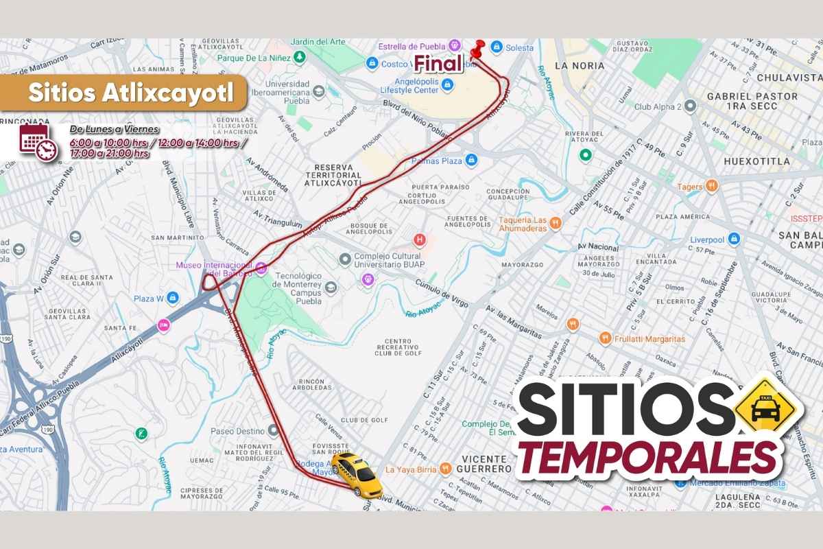 Puntos y recorridos de los taxis temporales en Puebla: viajes colectivos por 20 pesos