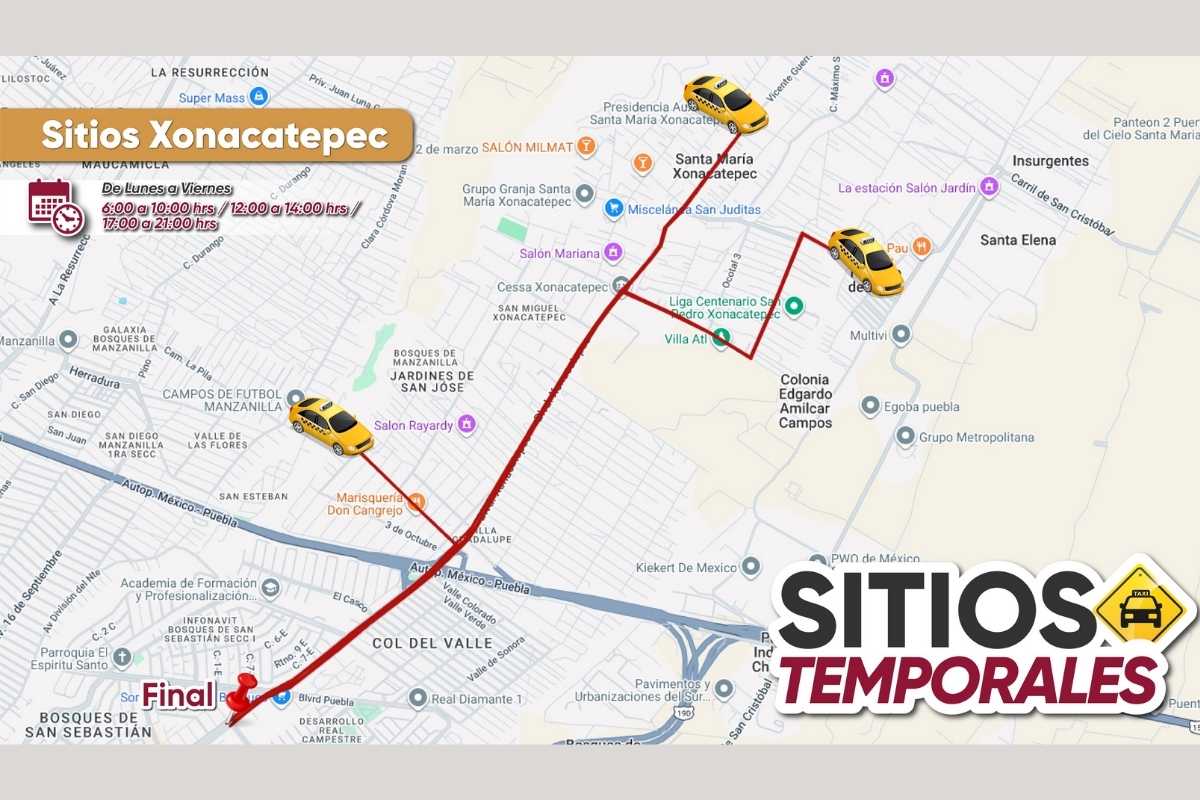 Puntos y recorridos de los taxis temporales en Puebla: viajes colectivos por 20 pesos 
