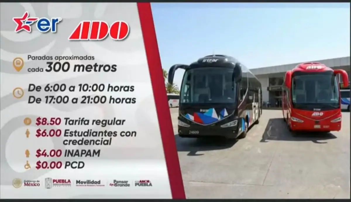 Transporte temporal en Puebla será brindado por ADO y Estrella Roja