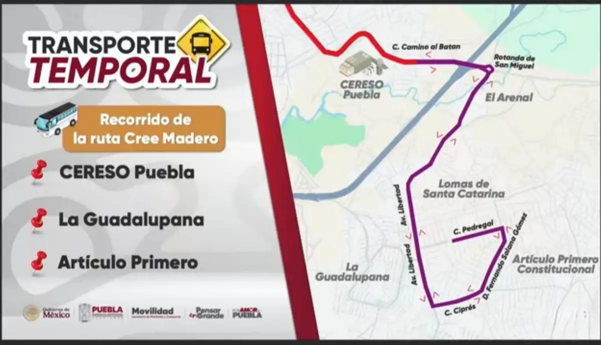 Transporte temporal en Puebla será brindado por ADO y Estrella Roja
